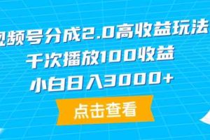 （9716期）视频号分成2.0高收益玩法，千次播放100收益，小白日入3000+