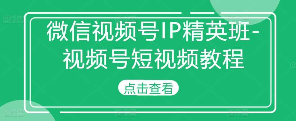 微信视频号IP精英班-视频号短视频教程